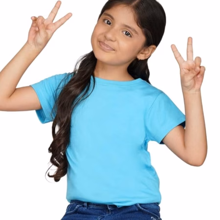 Girls Round Neck Blue T shirt