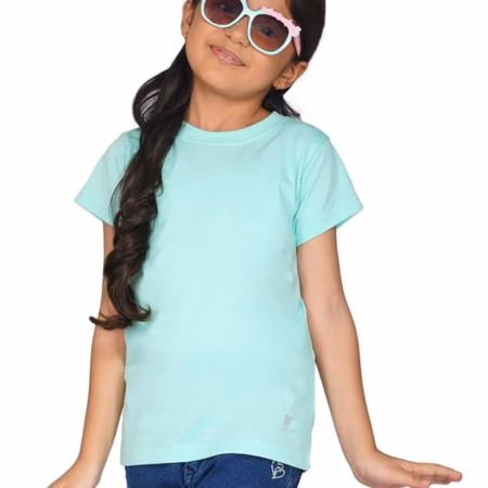 Girls Round Neck Ferozi T shirt