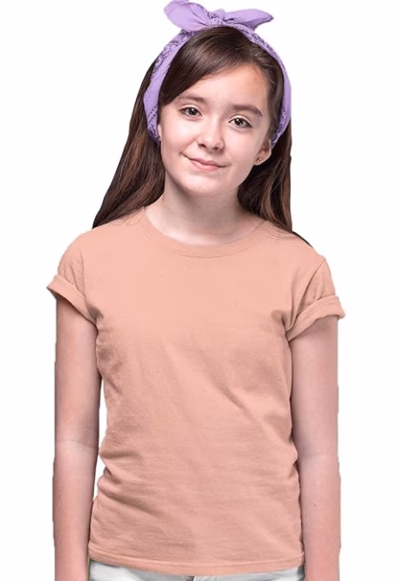 Girls Regular Fit Beige T shirt