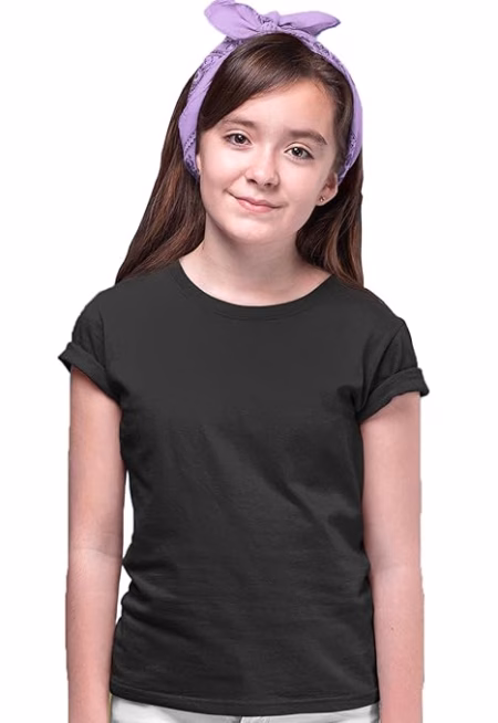Girls Regular Fit Black T shirt