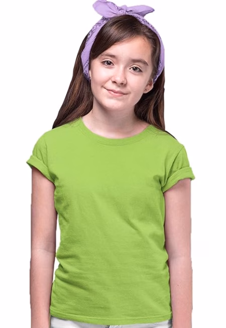 Girls Regular Fit Parrot Green T shirt