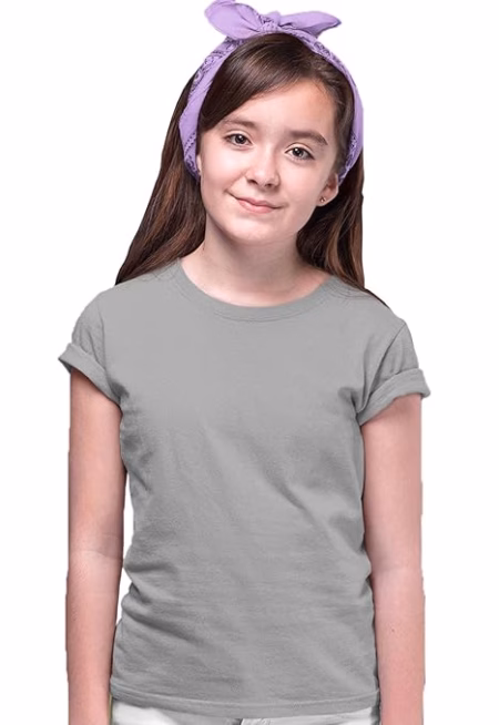 Girls Regular Fit Light Grey T shirt