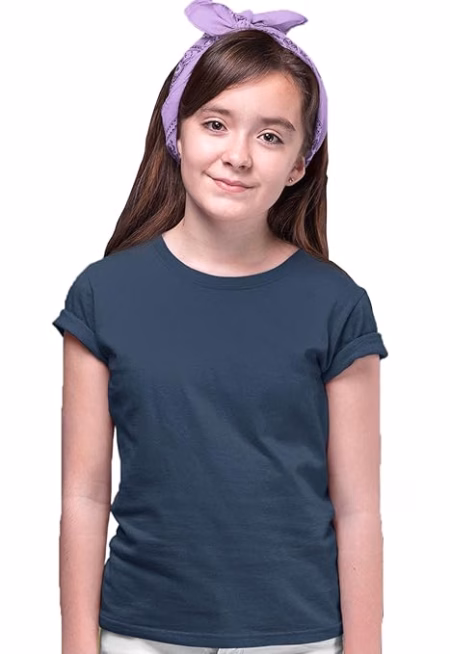 Girls Regular Fit Navy Blue T shirt