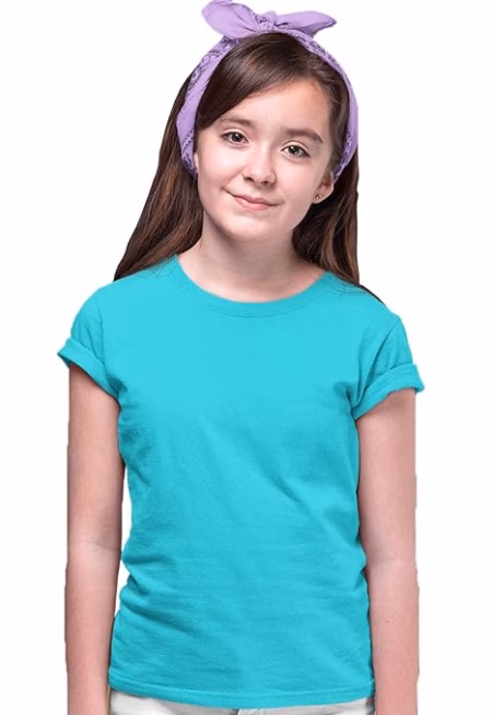 Girls Regular Fit Sky Blue T shirt