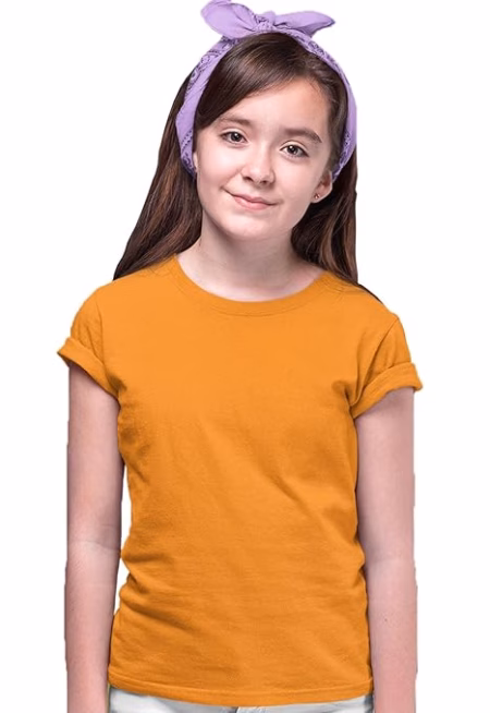 Girls Regular Fit Orange T shirt