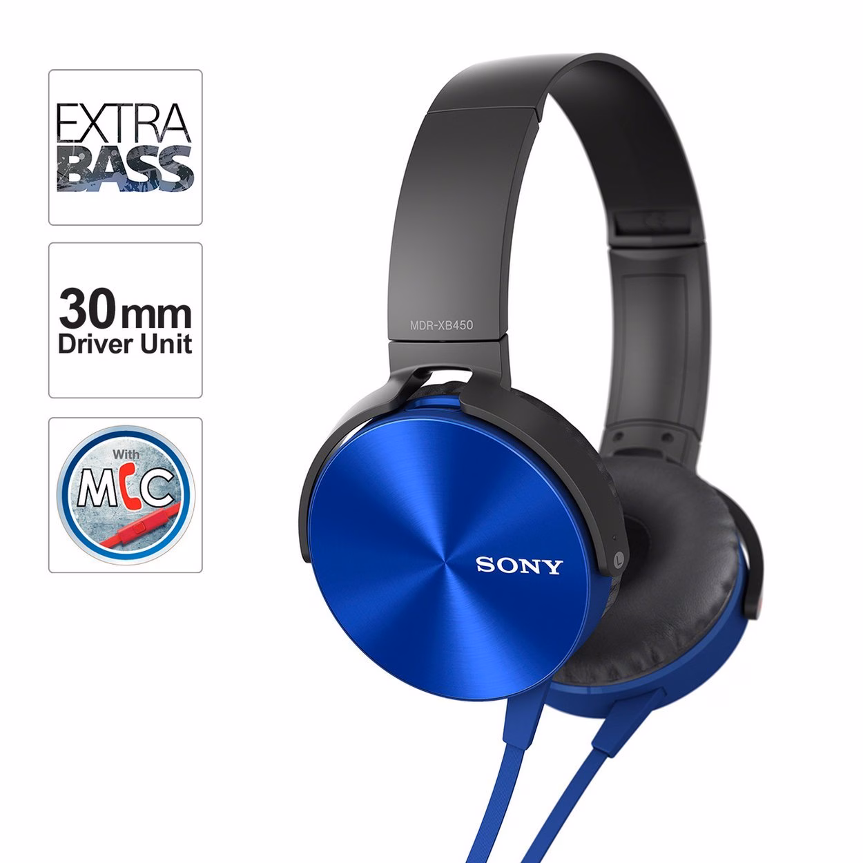 SONY XB450AP Wired Headset??(Blue, On the Ear) - Image 3