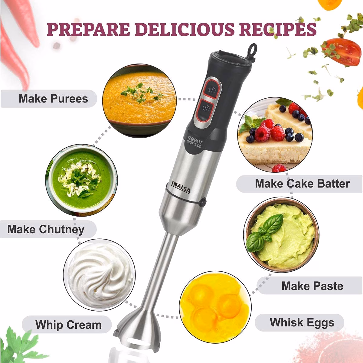 Inalsa Robot Inox 1000 with Chopper DC Motor 1000 w Hand Blender?(Silver, Black) - Image 3