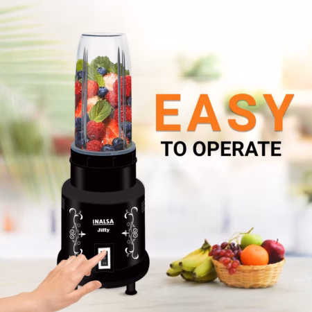 Inalsa Nutri Mixer-Jiffy, Grinder & Blender, Powerful 400W Motor,Multipurpose Jar 400 Juicer Mixer Grinder (2 Jars, Black)