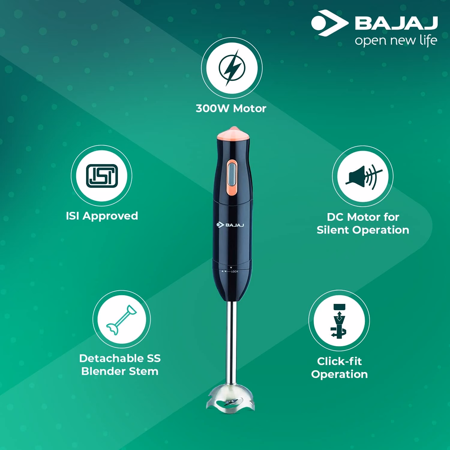 Bajaj by Bajaj HB 21 300 W Hand Blender?(Peach, Black) - Image 4