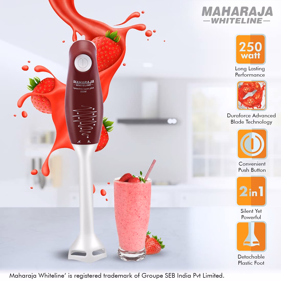 Maharaja Whiteline SB250XSS 250 W Hand Blender?(Maroon) - Image 3