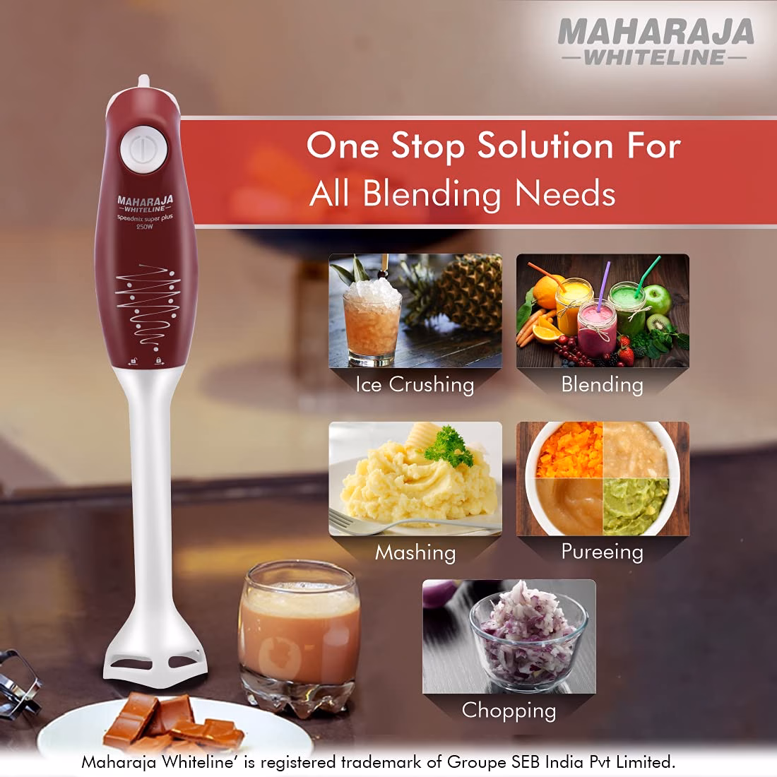 Maharaja Whiteline SB250XSS 250 W Hand Blender?(Maroon) - Image 4