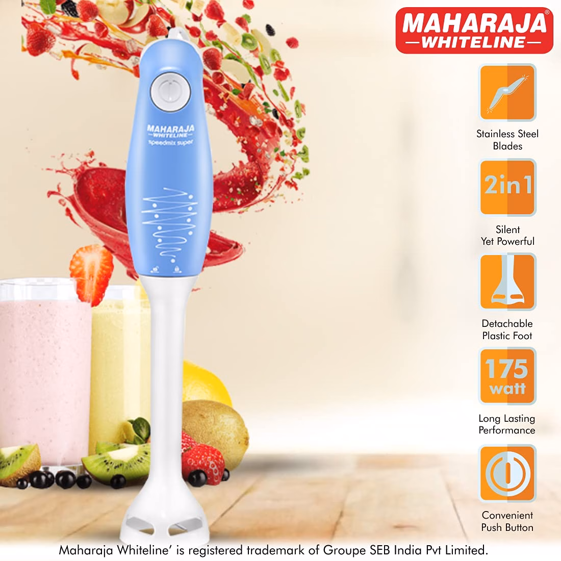 Maharaja Whiteline HB-129 175 W Hand Blender?(Blue) - Image 3