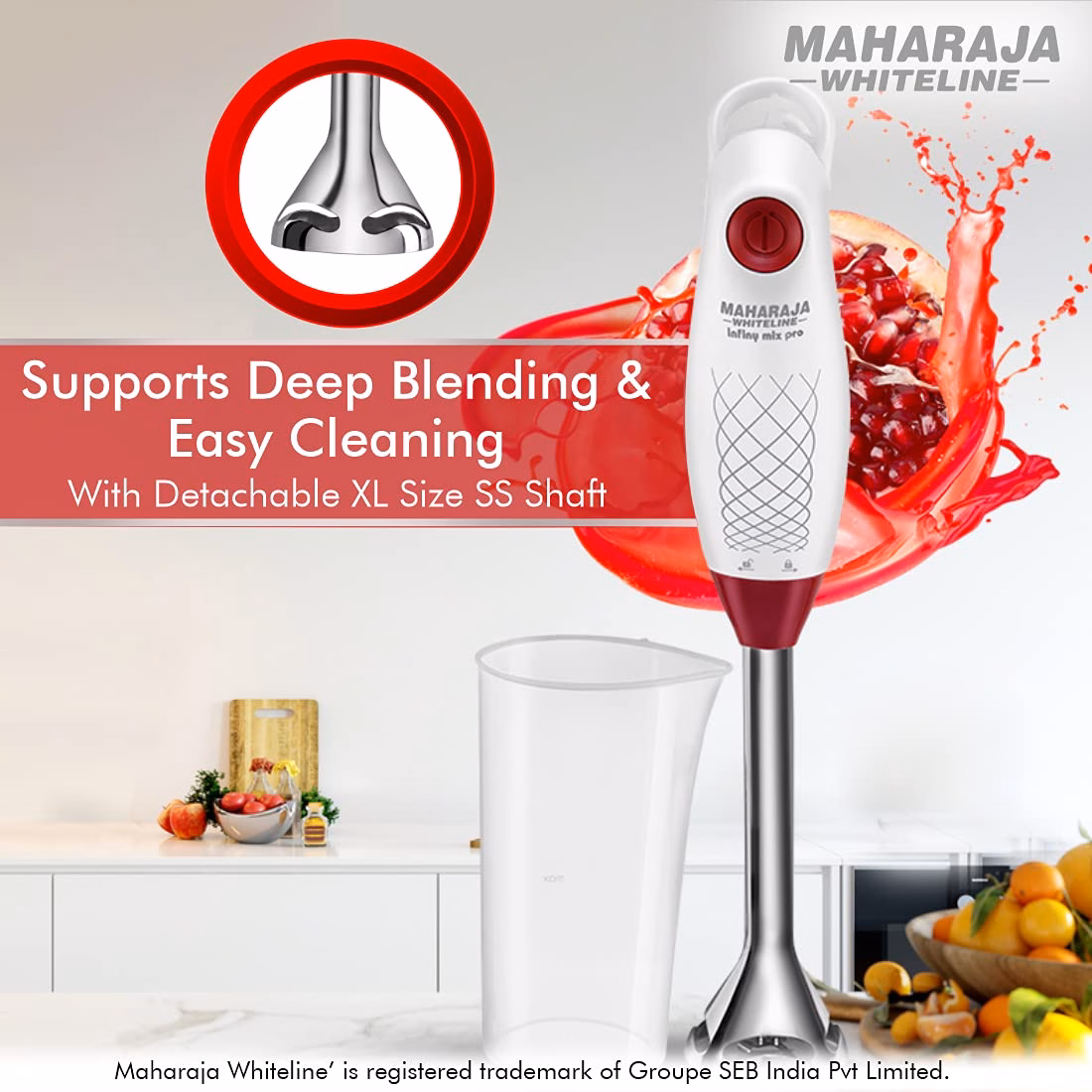 Maharaja Whiteline HB-124 Infiny Mix Pro 175 W Hand Blender?(White, Red) - Image 4