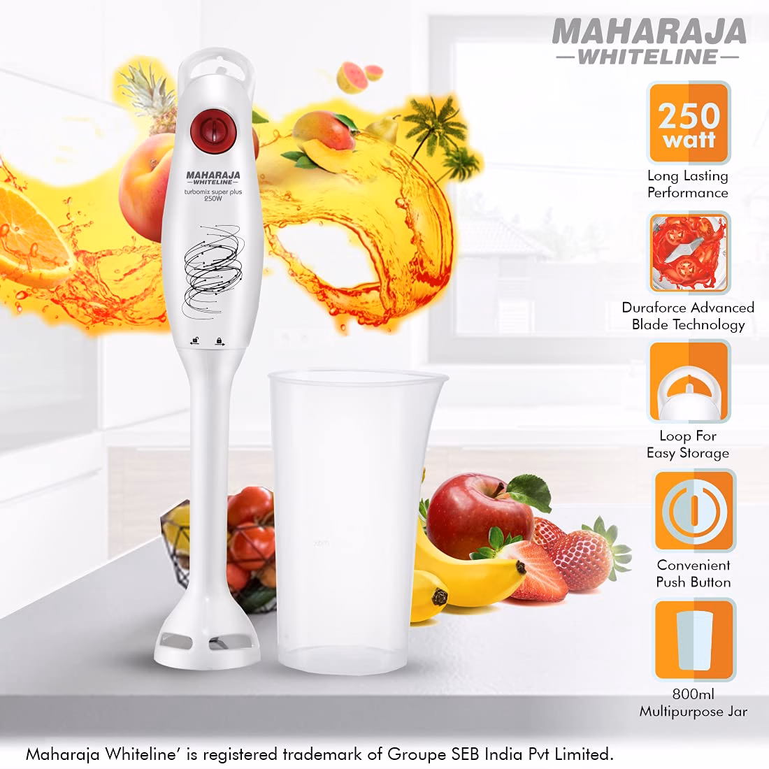 Maharaja Whiteline HB-131 250 W Hand Blender?(White, Silver) - Image 3