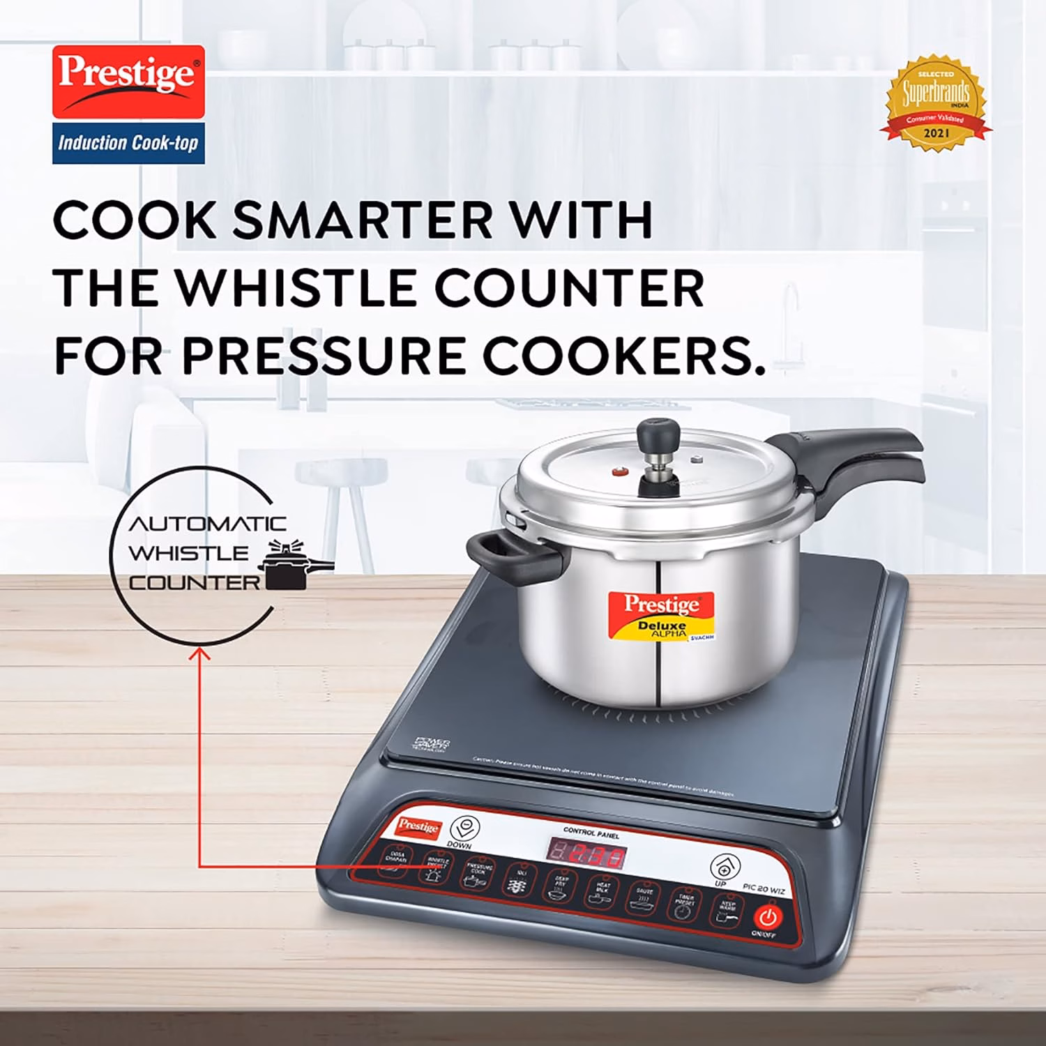 Prestige PIC 20 WIZ(Automatic Whistle Counter, Indian Menu Option) Induction Cooktop??(Black, Touch Panel) - Image 3