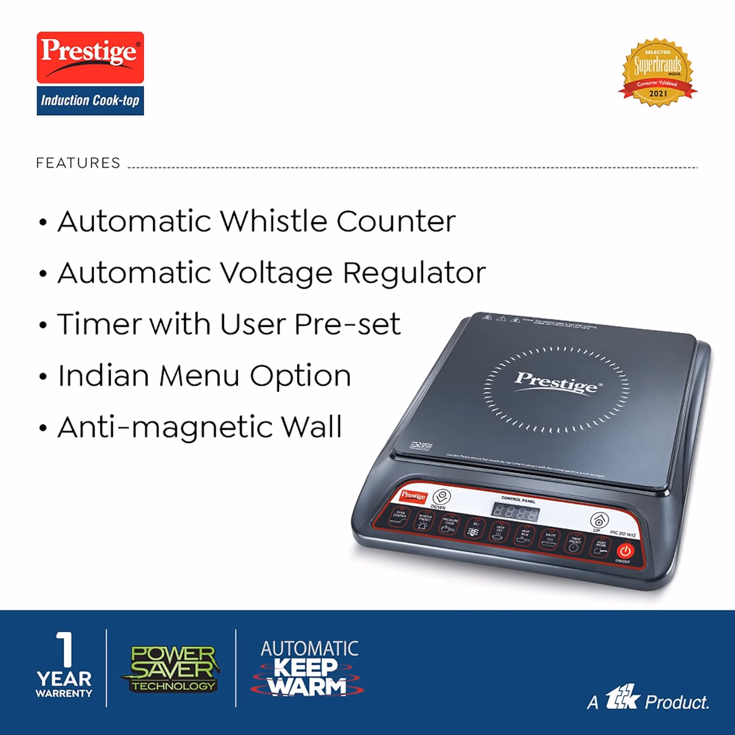 Prestige PIC 20 WIZ(Automatic Whistle Counter, Indian Menu Option) Induction Cooktop??(Black, Touch Panel) - Image 4