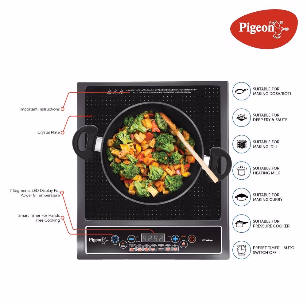 Pigeon Cruise Induction Cooktop (Black, Push Button) - Image 3