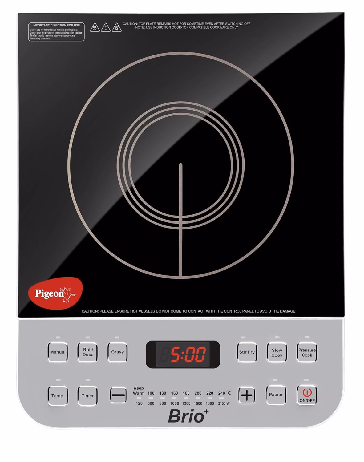 Pigeon Brio+ Induction Cooktop??(Silver, Black, Push Button)