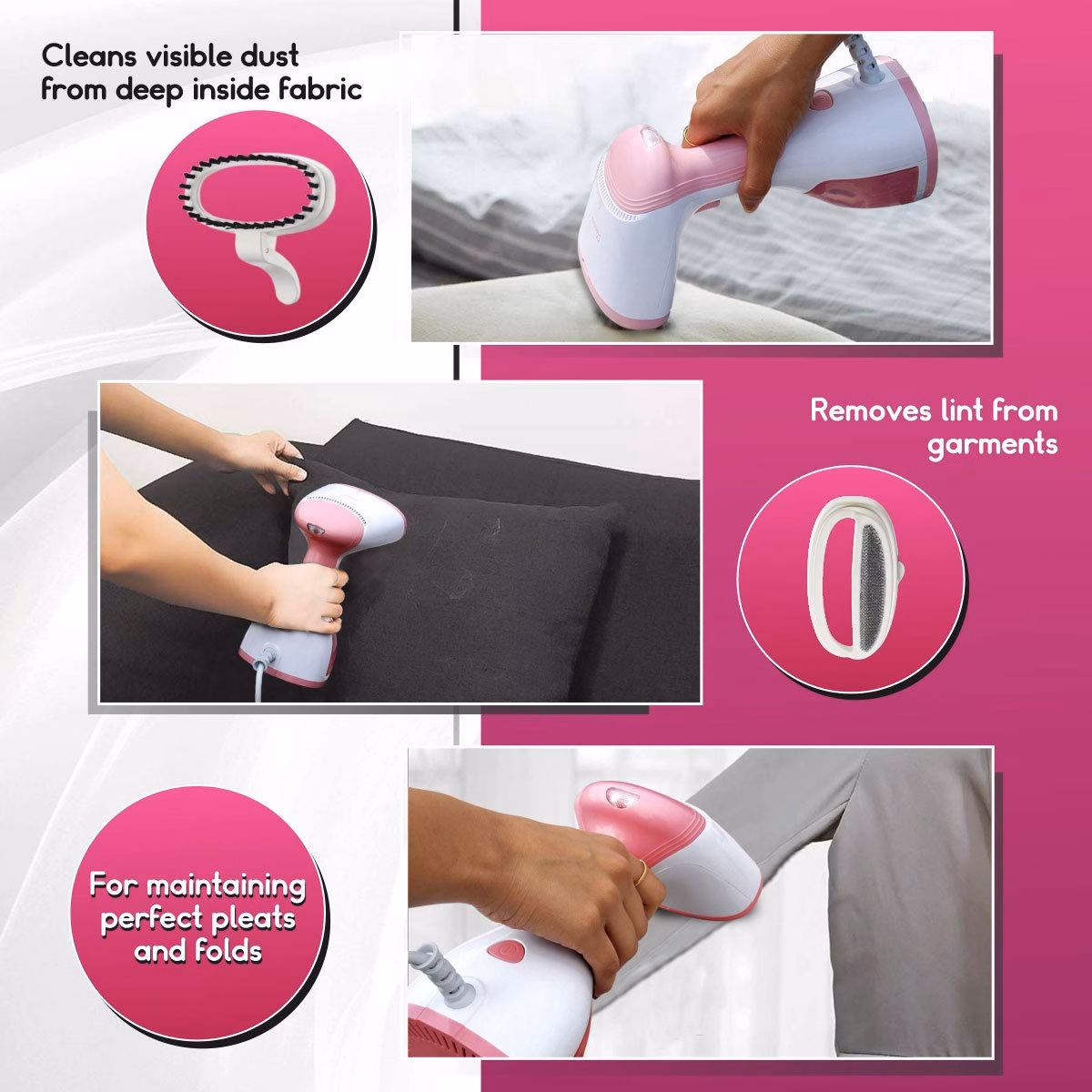 Inalsa Steamax 1200 W Garment Steamer??(White, Pink) - Image 4