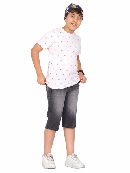 Boys Half Grey Black Jeans