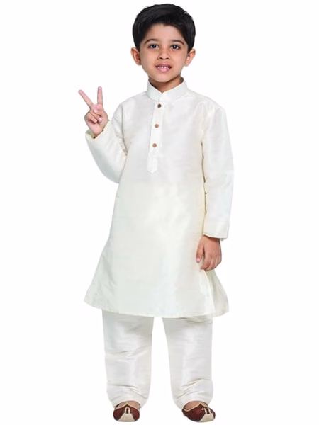 Boys Pure Cotton Cream Kurta Pyjama Set