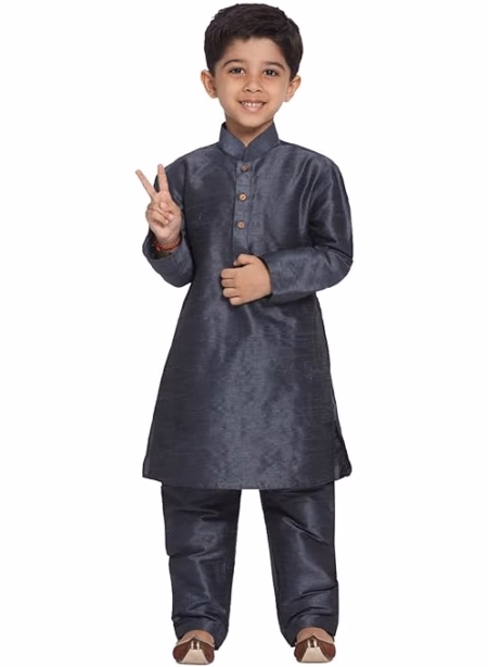 Boys Pure Cotton Slate Kurta Pyjama Set