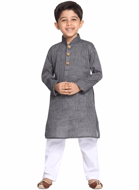 Boys Multicolour Cotton Kurta Pyjama Set