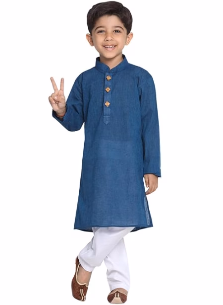 Boys Multicolour Cotton Kurta Pyjama Set