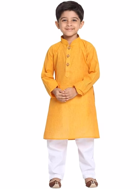 Boys Multicolour Cotton Kurta Pyjama Set