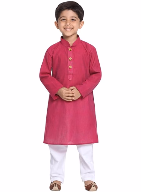 Boys Multicolour Cotton Kurta Pyjama Set