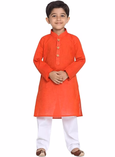 Boys Multicolour Cotton Kurta Pyjama Set