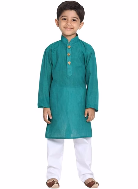 Boys Multicolour Cotton Kurta Pyjama Set