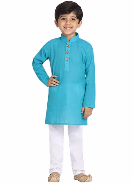Boys Multicolour Cotton Kurta Pyjama Set