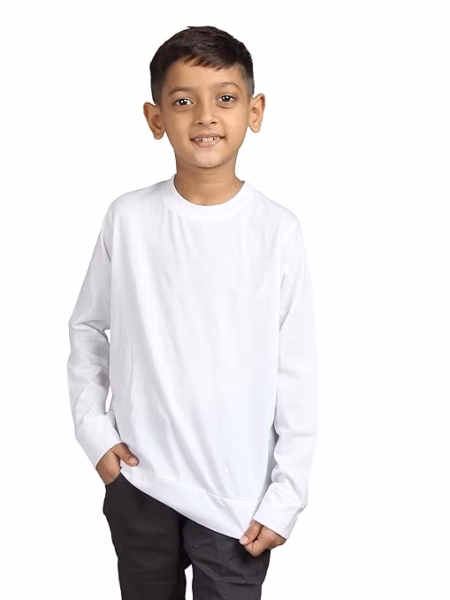 Boys Full Sleeve Unisex White Sweatshirt