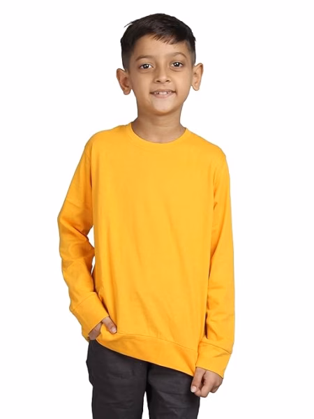 Boys Full Sleeve Unisex Yellow Sweatshirt