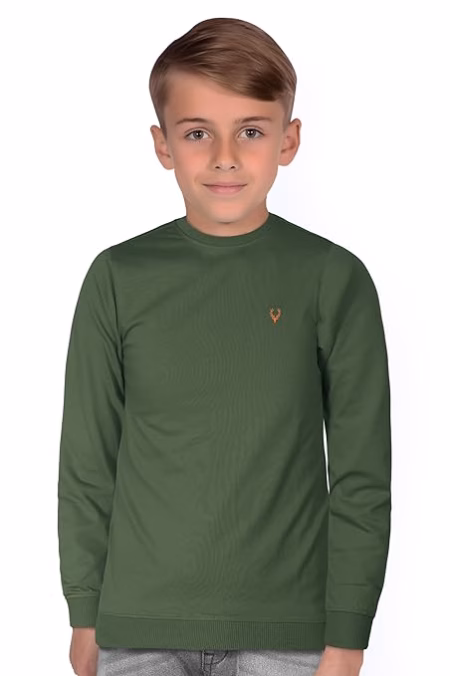 Boys Cotton Olive Sweatshirt