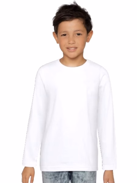 Plain White Cotton Full Sleeve Unisex Kids T-Shirt