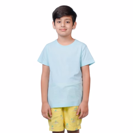 Boys Solid Half Sleeves Blue T-Shirt