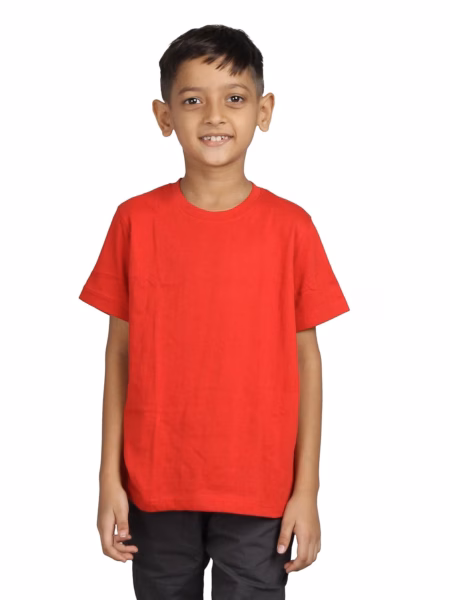 Plain Red Hip-Hop Half Sleeve Cotton Boy's T-Shirt