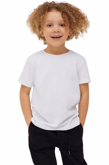 Boys White Half Sleeves Cotton T-Shirt