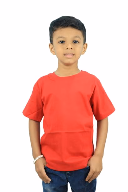 Boys Kids Red Half Sleeve T-Shirt