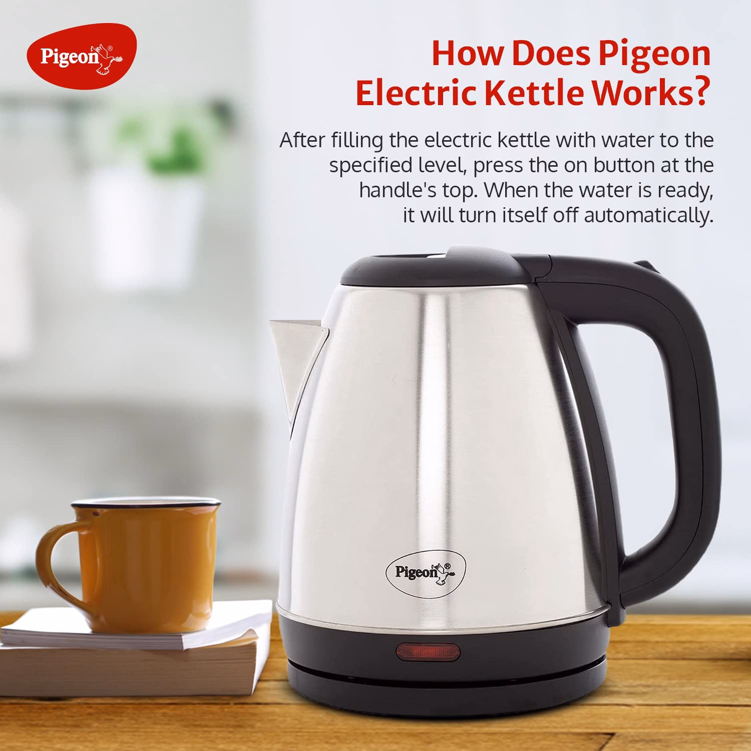 Pigeon Amaze Plus 1.5 Ltr Electric Kettle??(1.5 L, steel, Black) - Image 4