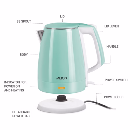 Milton Riga Stainless Steel Double Walled Electric Kettle??(1.5 L, Aqua Green)