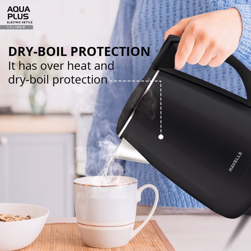 Havells Aqua plus 1500w Electric Kettle??(1.2 L, Black) - Image 3