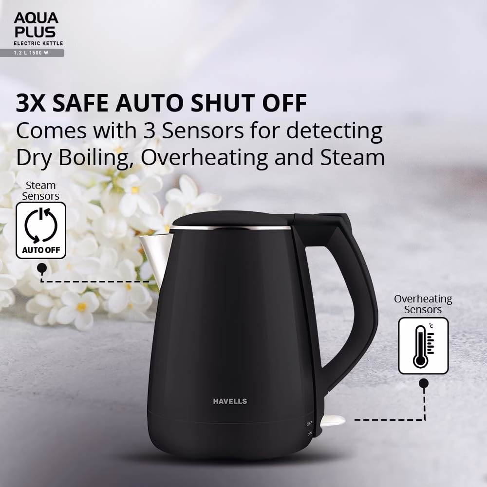 Havells Aqua plus 1500w Electric Kettle??(1.2 L, Black) - Image 4