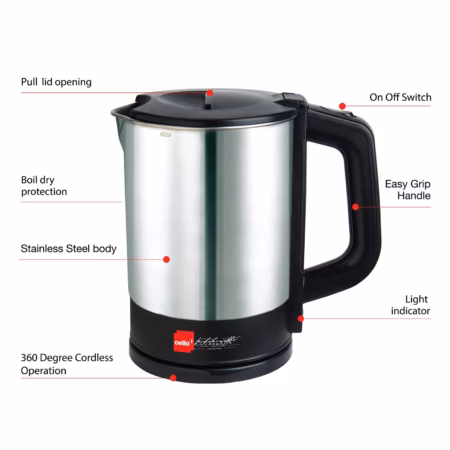 Cello Quick Boil - 900_ Electric Kettle??(1 L, Silver, Black)