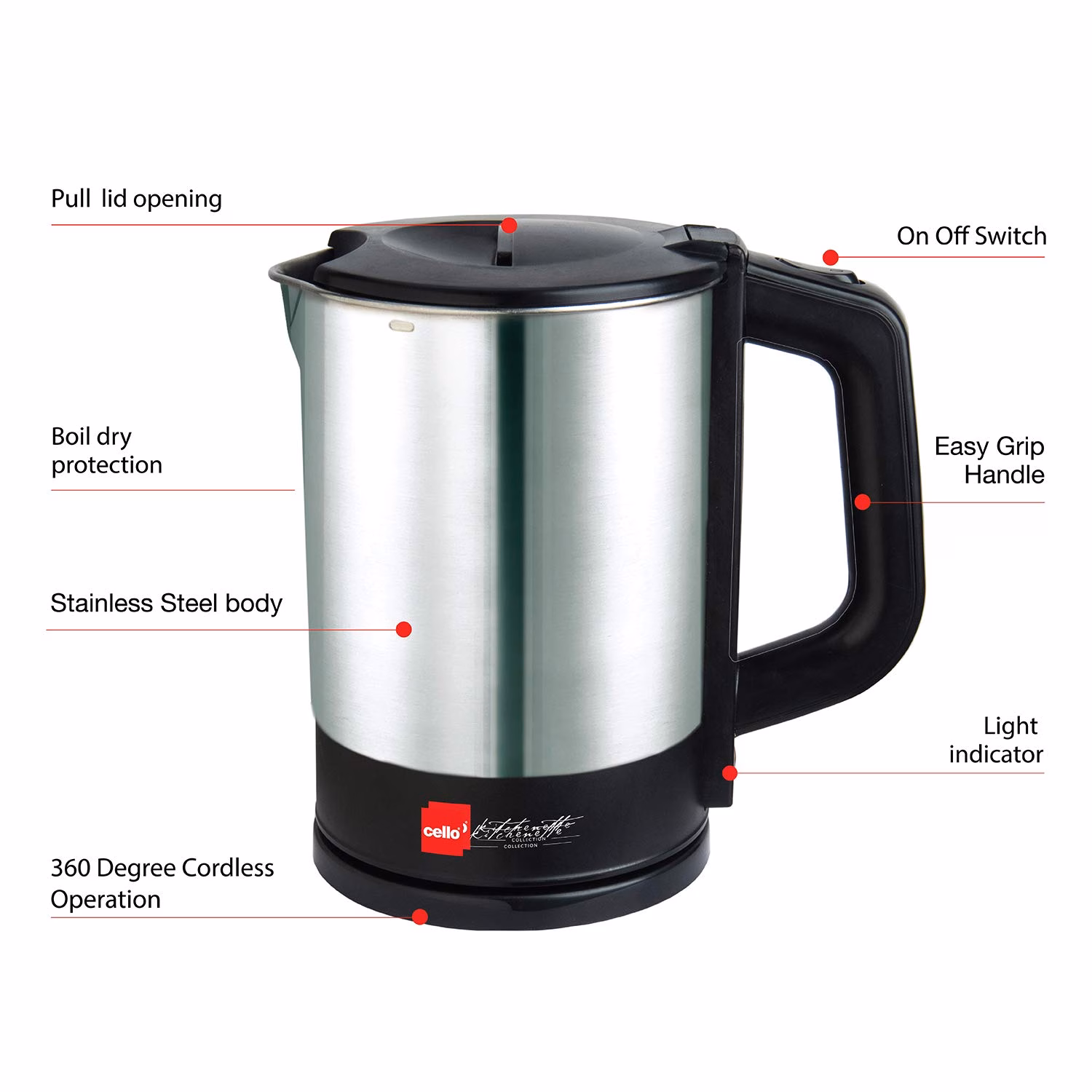 Cello Quick Boil - 900_ Electric Kettle??(1 L, Silver, Black)