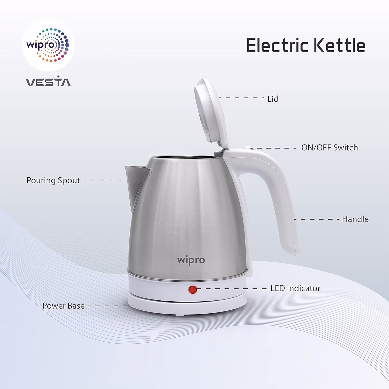 Wipro Vesta 1.5 Ltr Electric Kettle??(1.5 L, White) - Image 3