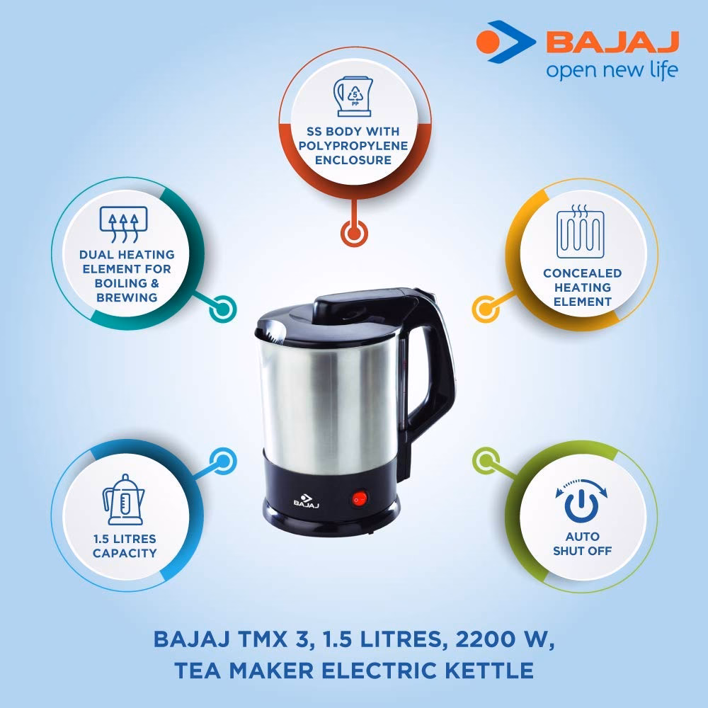 Bajaj Majesty TMX 3 Tea Maker Electric Kettle??(1.5 L) - Image 4