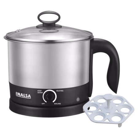 Inalsa Multi Cook Nu Multi Purpose Cooker for Soup Maggi Pasta Noodles Eggs Meals Electric Kettle??(1.5 L, Silver)